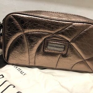 Peserico Metallic Bronze Crossbody Bag
